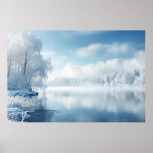Ruhiger See im Winter Serene Landschaft Poster