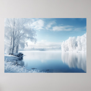 Ruhiger See im Winter Serene Landschaft Poster