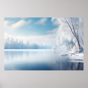 Ruhiger See im Winter Serene Landschaft Poster