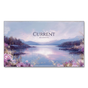 Ruhiger See Rosa Blumen Gold Glanz Magnetische Visitenkarte