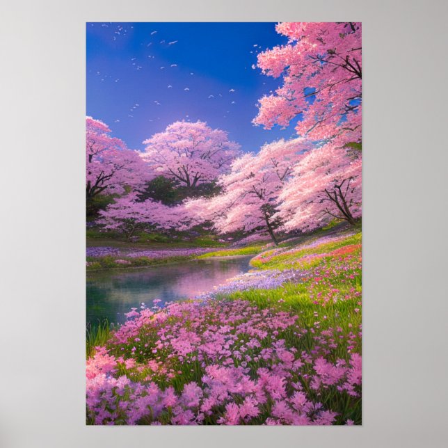 Ruhiger See umgeben von Naturerlebnissen Poster (Vorne)