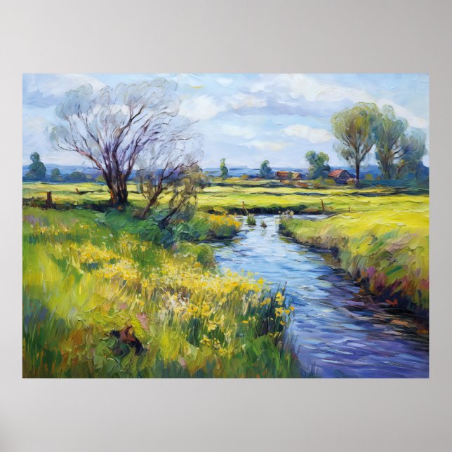 Ruhiger Sommerstrom in Havelland Landschaft Poster (Vorne)