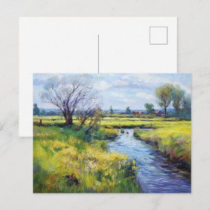 Ruhiger Sommerstrom in Havelland Landschaft Postkarte