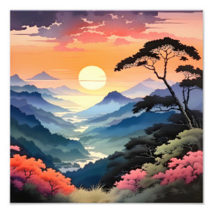 Ruhiger Sonnenuntergang im Tal Fotodruck