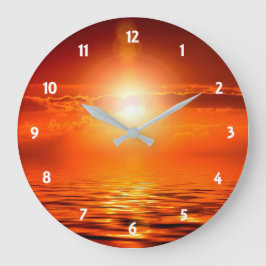 Ruhiger Sonnenuntergang Orange Golden Sky über dem Große Wanduhr