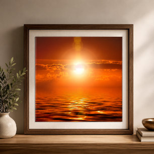 Ruhiger Sonnenuntergang Orange Goldener Himmel übe Fliese