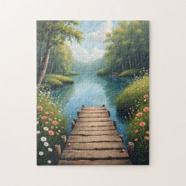 Ruhiger Steg bei Sonnenaufgang Puzzle
