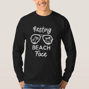Ruhiger Strand Gesicht lustig Messy Bun Matching S T-Shirt