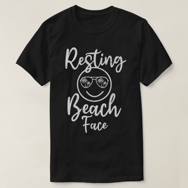 Ruhiger Strand Gesicht Sommer Reisen Funny Summer T-Shirt (Design vorne)