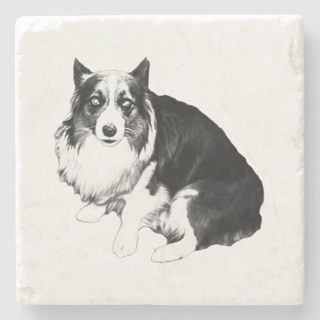Ruhiger Tisch, ruhiger Corgi Steinuntersetzer (Vorderseite)