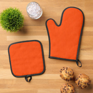 Ruhiger und einfacher orangefarbener texturierter ofenhandschuh & Topflappen-Set