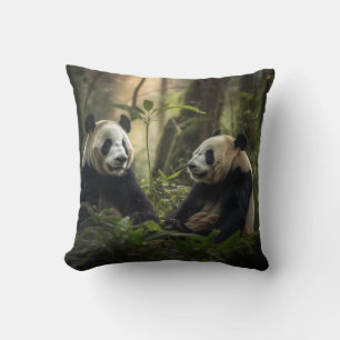 Ruhiger Wald: Panda Pair Kissen