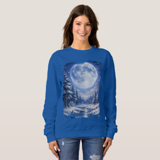 Ruhiger Wintermond • Frostige Nachtlandschaft-Shir Sweatshirt