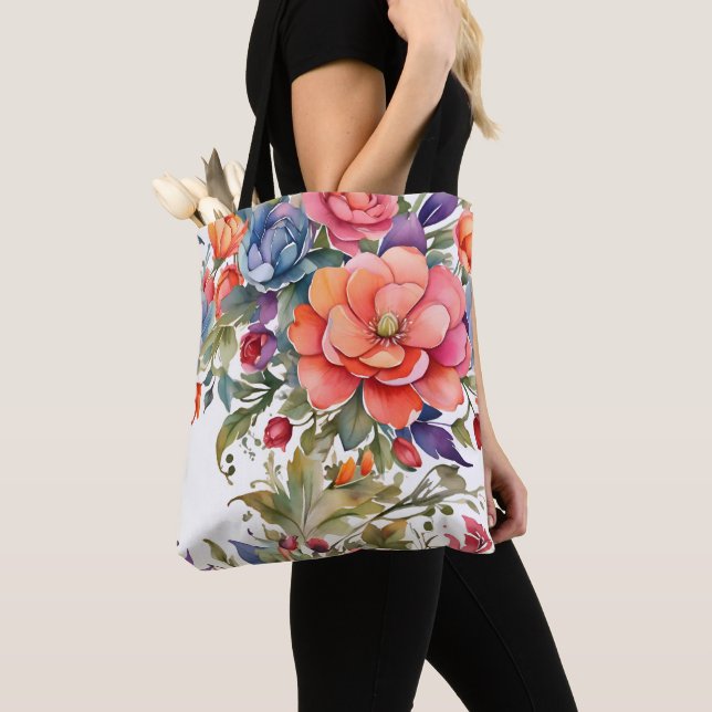 Ruhiges Aquarell-Blumenmuster-Design Tasche (Von Nahem)