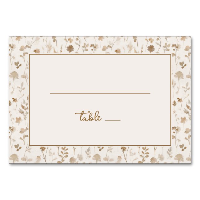 Ruhiges Beige Botanisch Tischnummer (Vorderseite)