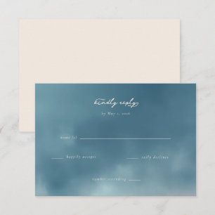 Ruhiges Blau Minimalistisches RSVP Karte