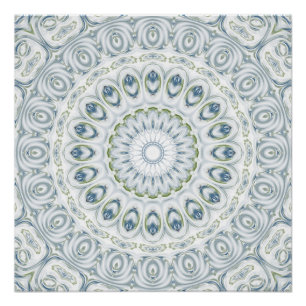 Ruhiges Blau- und Grün-Mandala-Musterdesign Poster