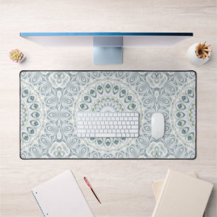 Ruhiges Blau- und Grün-Mandala-Musterdesign Schreibtischunterlage
