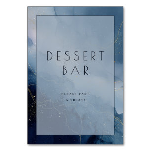 Ruhiges Blau Wasserfarbe Dessertbar Schild Tischnummer
