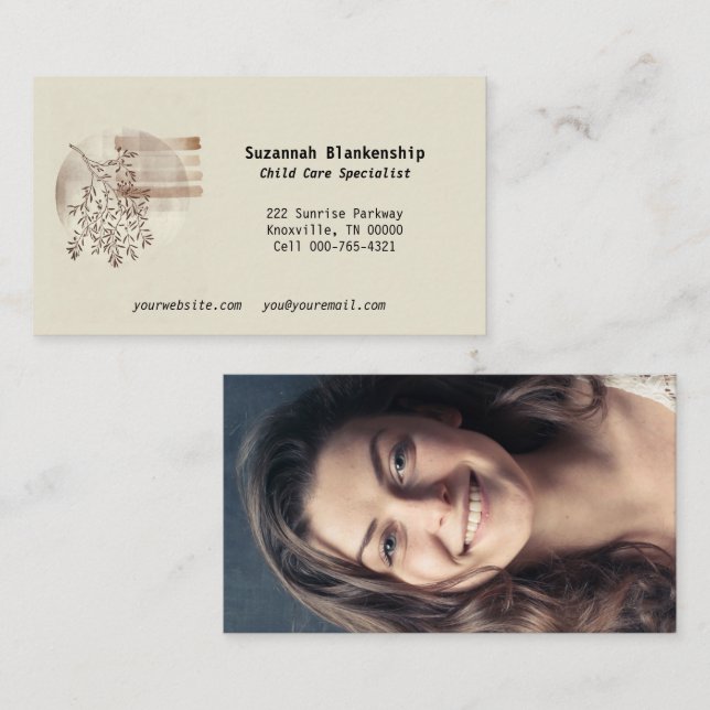 Ruhiges Boho Art Front Custom Foto Zurück Visitenkarte (Vorne/Hinten)