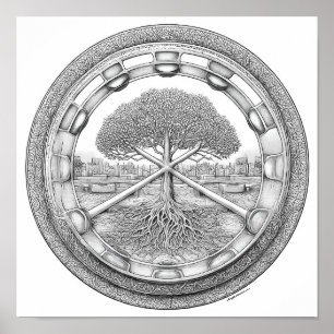 Ruhiges botanisches Mandala: Hydroponische Helix Poster