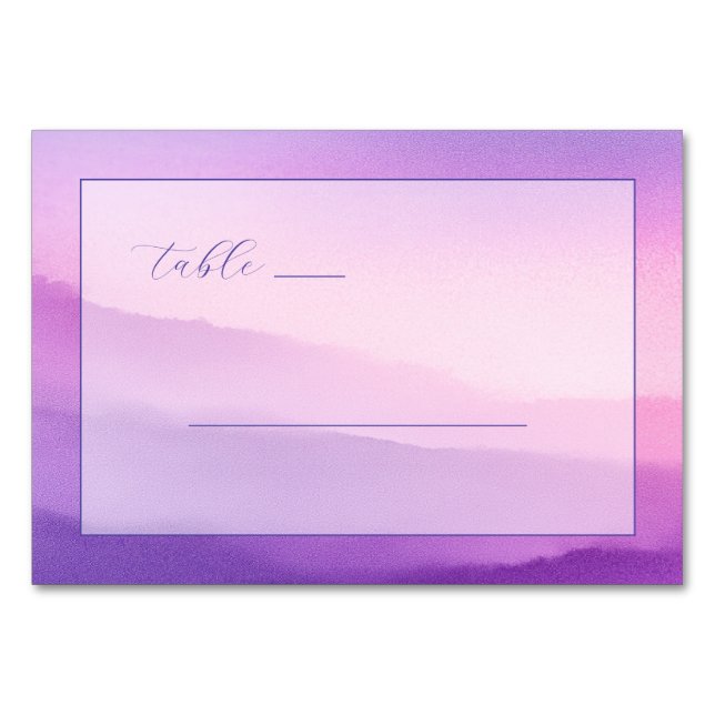 Ruhiges Lavendel-Wasserfarbenes Tischnummer (Vorderseite)