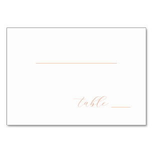 Ruhiges minimalistisches Tischschild Pfirsich Tischnummer