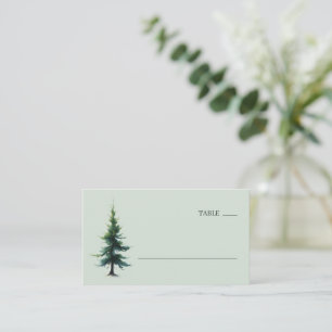 Ruhiges Minz-Wasserfarben-Tannenbaum Platzkarte