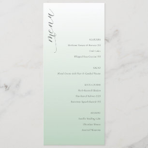 Ruhiges Pastellgrün Elegantes Hochzeitsmenü Menükarte