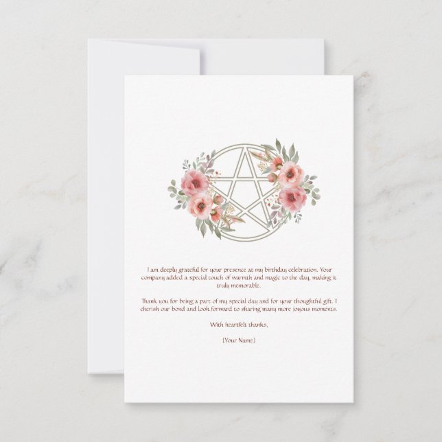 Ruhiges Sage Floral Pentagramm Geburtstag Dankeskarte (Vorderseite)