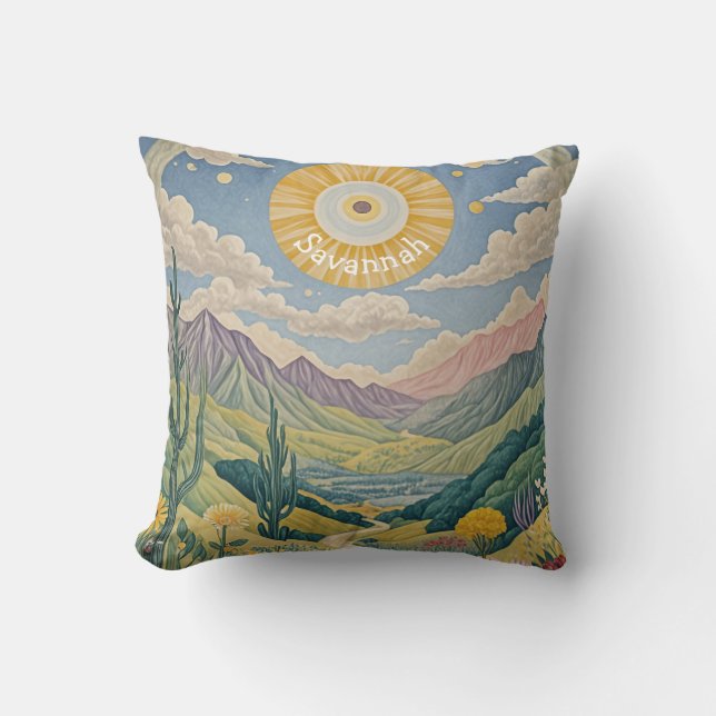 Ruhiges Tal: Pastelllandschaft Kissen (Vorderseite)