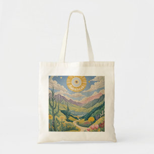 Ruhiges Tal: Pastelllandschaft Tragetasche