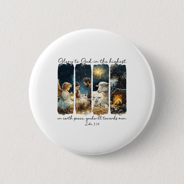 Ruhm an Gott in der höchsten - Weihnachtskrippe G Button (Vorderseite)