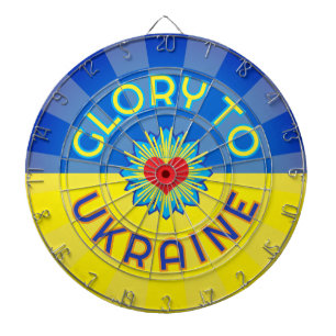 RUHM DER UKRAINE Rotes Herz Ukrainische Farben Fla Dartscheibe