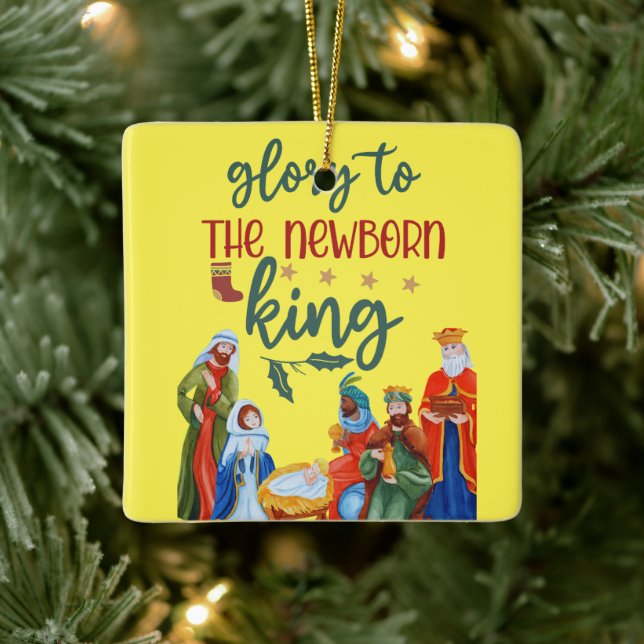 Ruhm für den Neugeborenen Keramikornament (Baum)