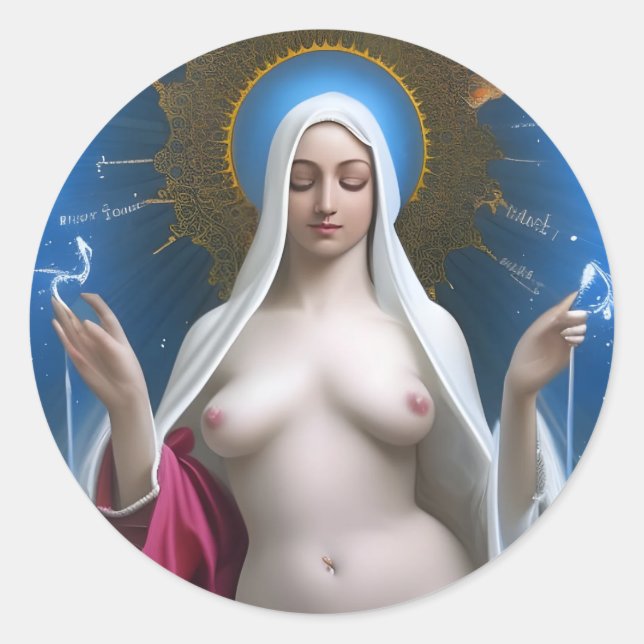 Ruhm für die göttliche Brust der Mary Classic Roun Runder Aufkleber (Vorderseite)