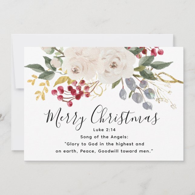Ruhm zu Gott Bible Verse Floral Weihnachten (Vorderseite)