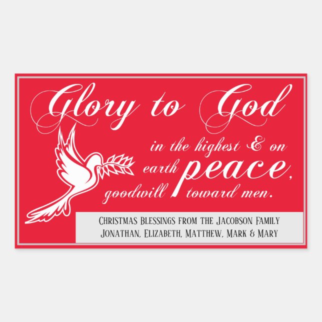 Ruhm zu Gott Weltfrieden Weihnachtsbibel Verse Rechteckiger Aufkleber (Vorderseite)
