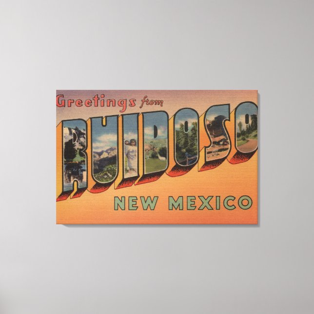 Ruidoso, New Mexico - Große Briefmarkenszenen Leinwanddruck (Vorderseite)