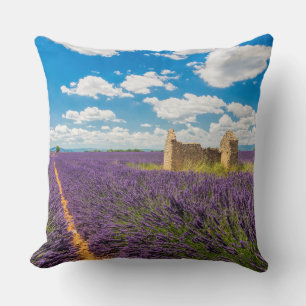 Ruin in in Lavender Field, Frankreich Kissen