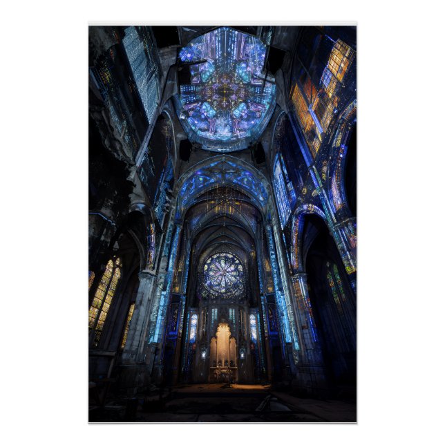 Ruined Cathedral Stained Glass Projection Glow Poster (Vorderseite)