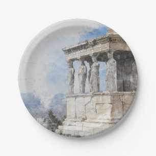 Ruinen alter Stätten in Athen, Griechenland Pappteller