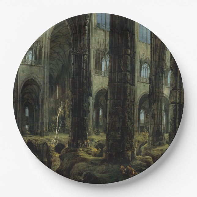 Ruinen der gotischen Kirche (von Carl Blechen) Pappteller (Vorderseite)