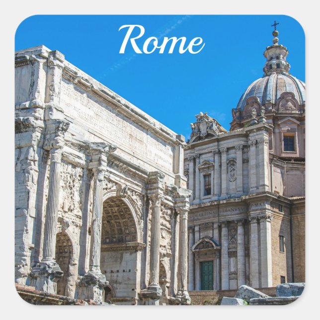 Ruinen des Römischen Forums in Rom, Italien Quadratischer Aufkleber (Vorderseite)