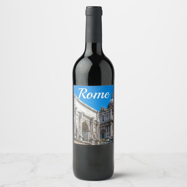Ruinen des Römischen Forums in Rom, Italien Weinetikett (Vorderseite)