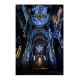 Ruinen-Kathedrale Buntglas-Projektionsleuchten Poster