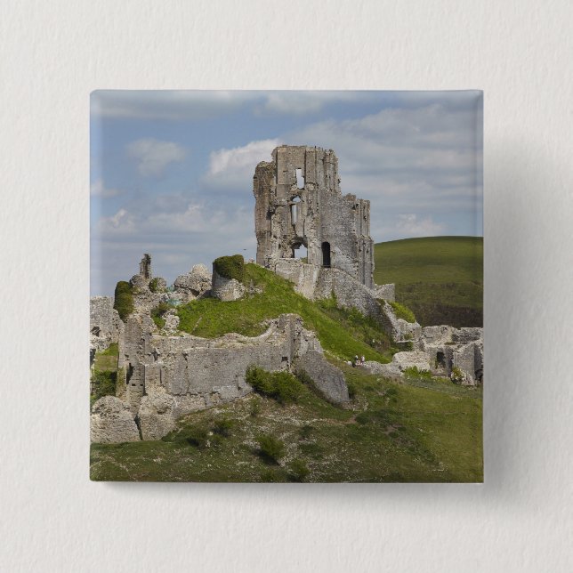 Ruinen von Corfe Castle, in der Nähe von Wareham,  Button (Vorderseite)