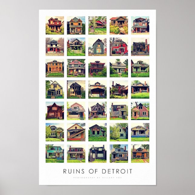 Ruines de Detroit Poster - Abandoned Homes (Devant)
