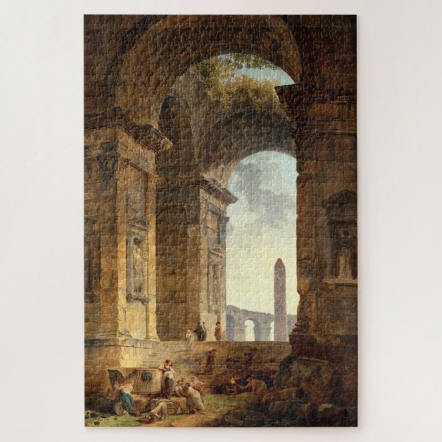 Ruins With An Obelisk von Robert Hubert (Vertikal)