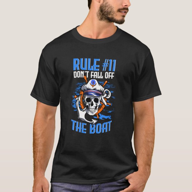 Rule 1 Don't Fall Off The Boat  Cruise Pirate T-Shirt (Vorderseite)